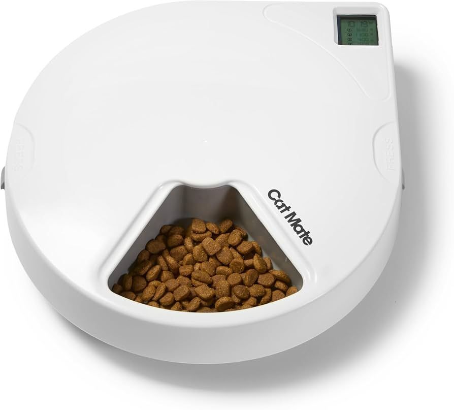 Cat Mate C500 Automatic 5 Bowl Digital Timer-Controlled Pet Feeder