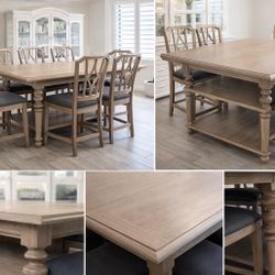 Solid Wood Dining Table with 8 Chairs + Leaf & Storage – Originally $2,400 