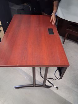 Office desk with plugs