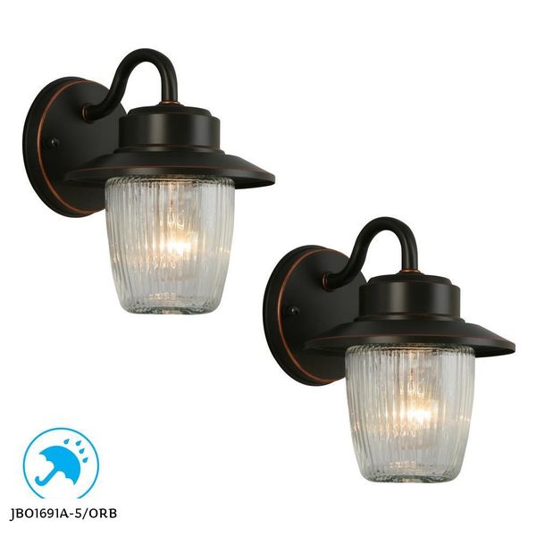 Hampton Bay 1Light Bronze Outdoor Wall Lantern Sconce (2