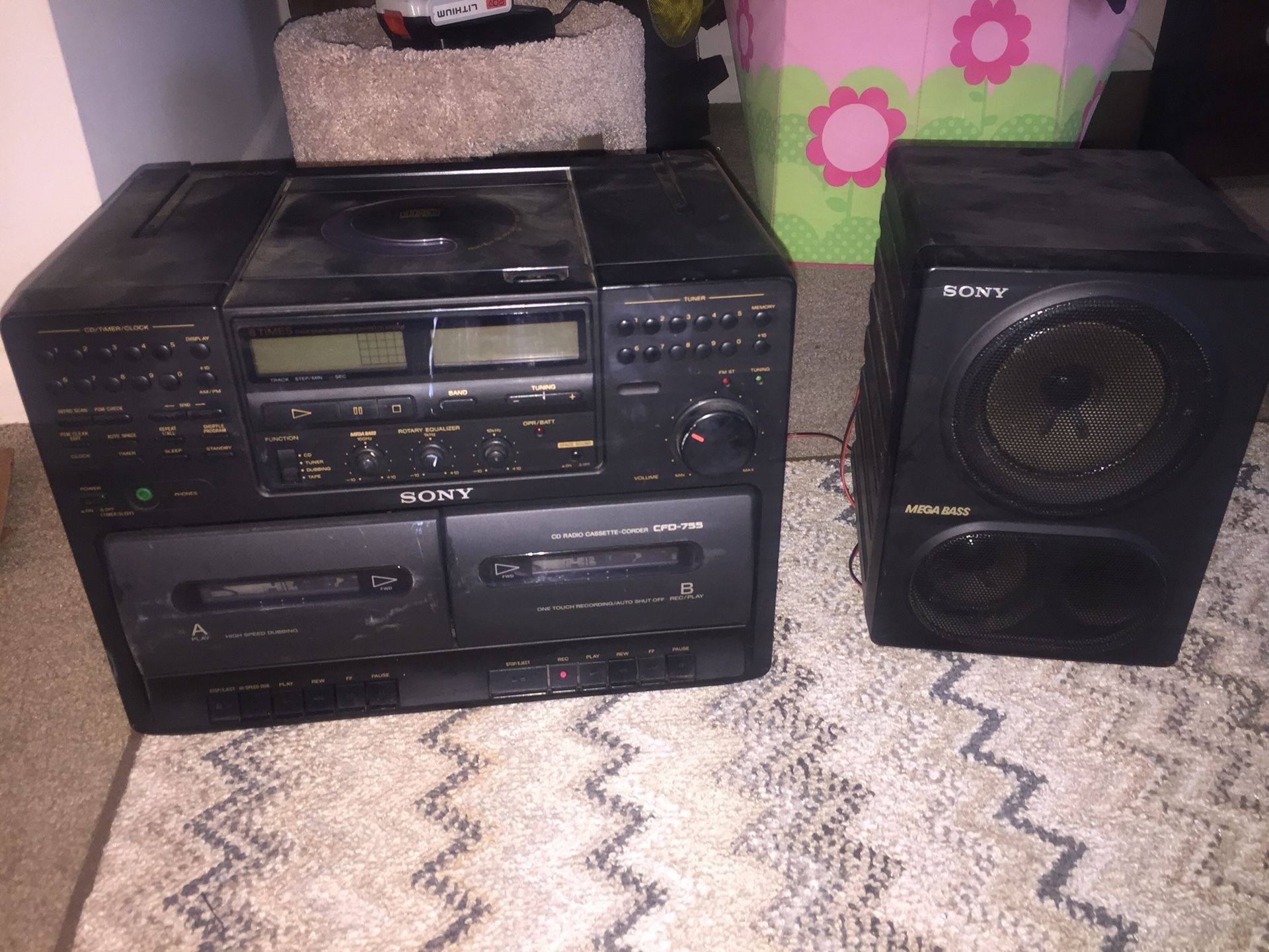 Old Sony stereo with speaker