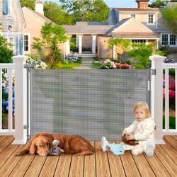 Weatherproof Outdoor Retractable Dog Gate for Deck, 55" Wide Mesh Baby Gate
Safety Retractable Outdoor Gate, No Rust Stainless Steel Screws and Rods,