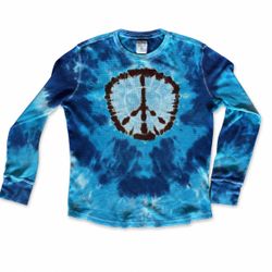 Mossimo XL Blue Tie-Dye Peace Sign Thermal Long Sleeve Shirt Hippie