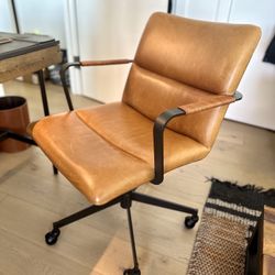 West Elm Cooper Mid-Century Leather Swivel Office Chair