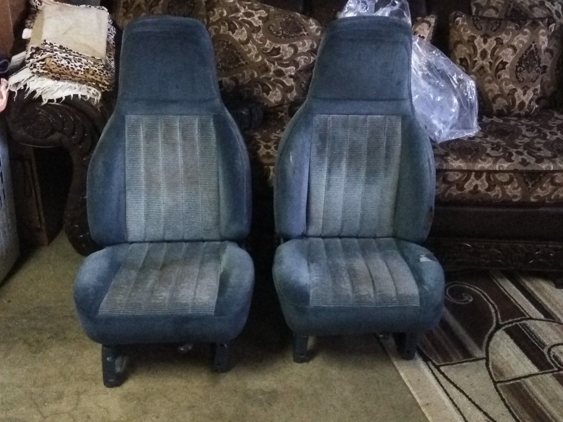 2 Blue 454SS seats high back buckets