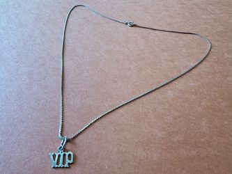 Vintage "VIP" sterling silver charm necklace