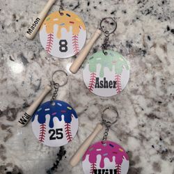 Custom Baseball Drip Keychains / Bag Tags
