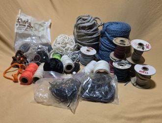 Leather, cotton and acrylic  (no plastic)