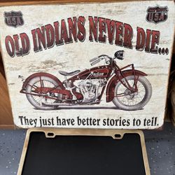 Vintage Harley Davidson Tag Frame & Metal Sign