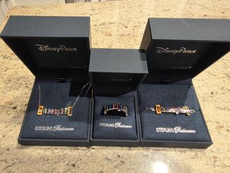 Disneyland Crislu Marquee Necklace, Bracelet, and Size 10 Ring Set