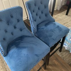 2 Blue Dining Chairs 