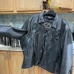 Ladies Fringed Leather Jacket 