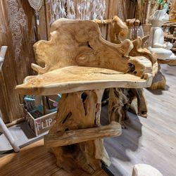 Carved Bar Chair With Footrest