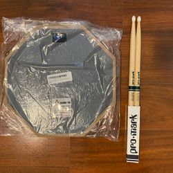 Drum Pad And Daddario Drum Sticks