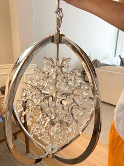Modern Chrome Orb Crystal Chandelier – Elegant Hanging Light Fixture