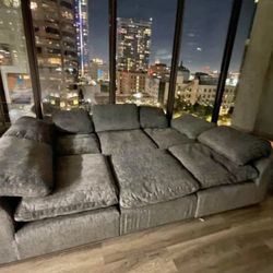 LARGE CAPACITY BRAND NEW GREY MODULAR SECTIONAL SAME DAY DELIVERY 