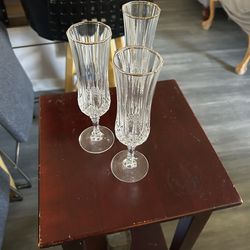 Cristal D’Arques Durand w/3 Champagne Flute Cristal Glass Stems