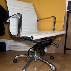 White Faux And Leather Chair