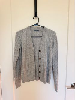Brandy Melville Grey Cable Knit Button Cardigan