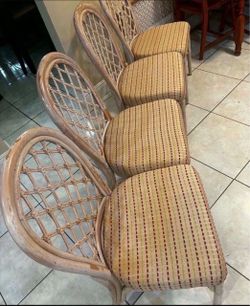 4 Vintage Wicker Rattan Chairs
