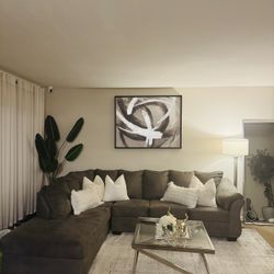 Gray Sectional Sofa  And Coffee Table