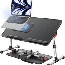 Laptop Desk for Bed with Cooling Fan, SAIJI Height & Angle Adjustable Laptop Stand for Bed, Lap Desk Tray Table, Lightweight Foldable Portable Compute