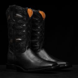 Black Bullhide Square Toe Boots