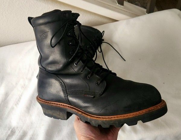 Red Wing Loggermax 4416 Men's Insulated Waterproof Steel Toe Boots Size 12 Black 9-inch logger boot