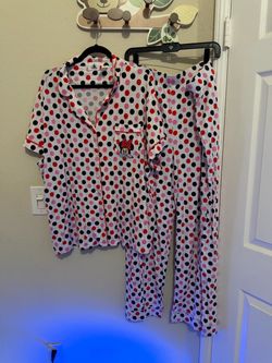 Disney parks Disney Minnie Mouse multicolored polka dot button-down pajama set