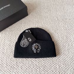 Black Chrome Hearts Logo Beanie