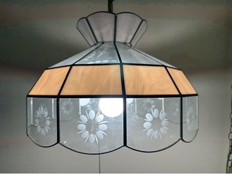 Vintage Tiffany-style stained slag glass pendant lamp