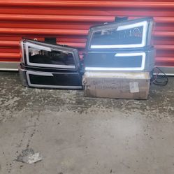 Smoke Headlights Bumper Lamps Fit For 2003-2006 Chevy Silverado w/ LED DRL