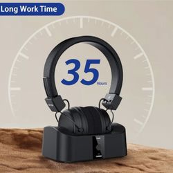 Brand new in box $30  Wireless Headphones for TV Watching with Bluetooth Transmitter Charging Dock, Bluetooth TV Headphones Wireless for Seniors, Blue