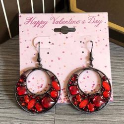 Beautiful Red Round Earrings For Valentine’s Day