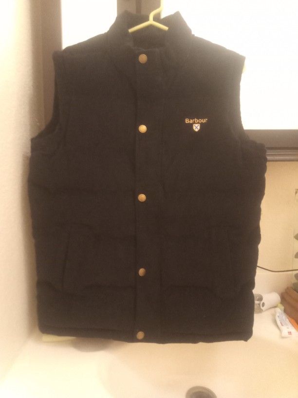 Men's Barbour Black Cord Baffle Gilet (Vest)