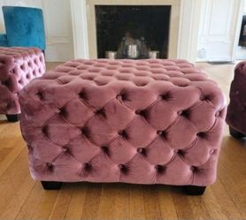 Velvet Mauve Tufted Ottoman
