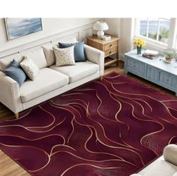 PURECOZY 5x7 Area Rug Red Gold — Open Box