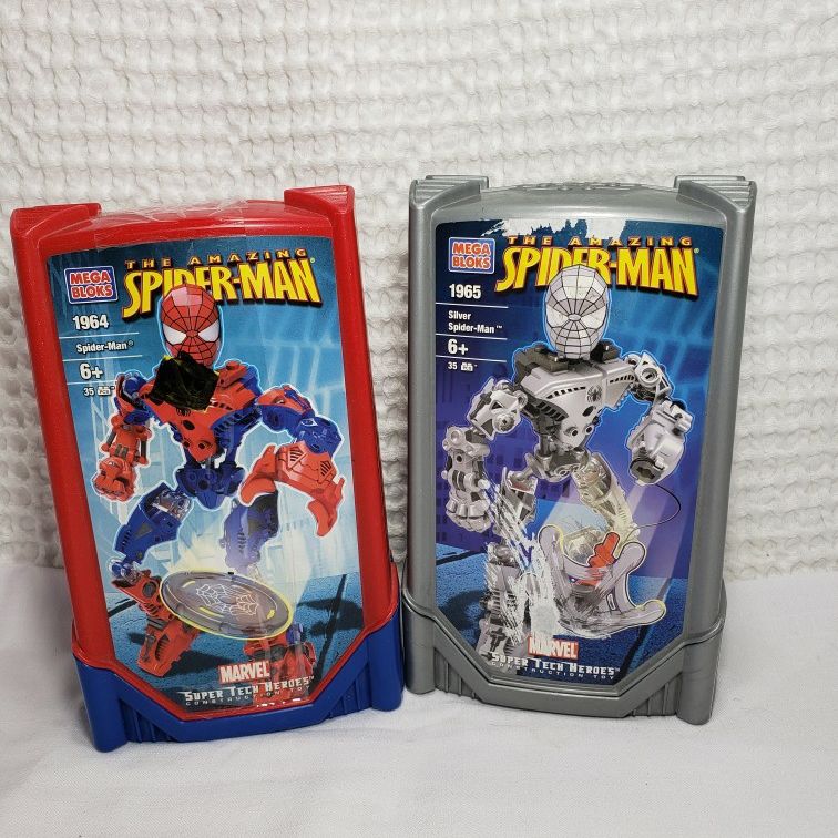 The AMAZING Spiderman MEGA BLOKS 1965 outlet silver super tech heroes construction toy