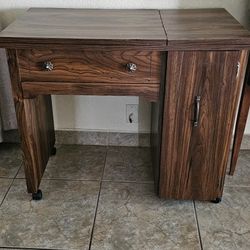 Vintage Sears and Roebuck Sewing Machine Table with Wheels 