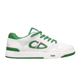 DIOR B-57 DRIBBLE LOWTOP SNEAKERS GREEN WHITE CALF LEATHER “CD” LOGO 43/10 NEW 