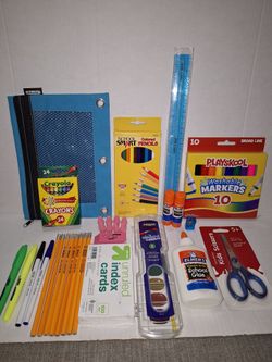 Pencil pouch with school supplies