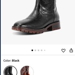 Rero Leather Western Cowboy/Work Boots for Men 