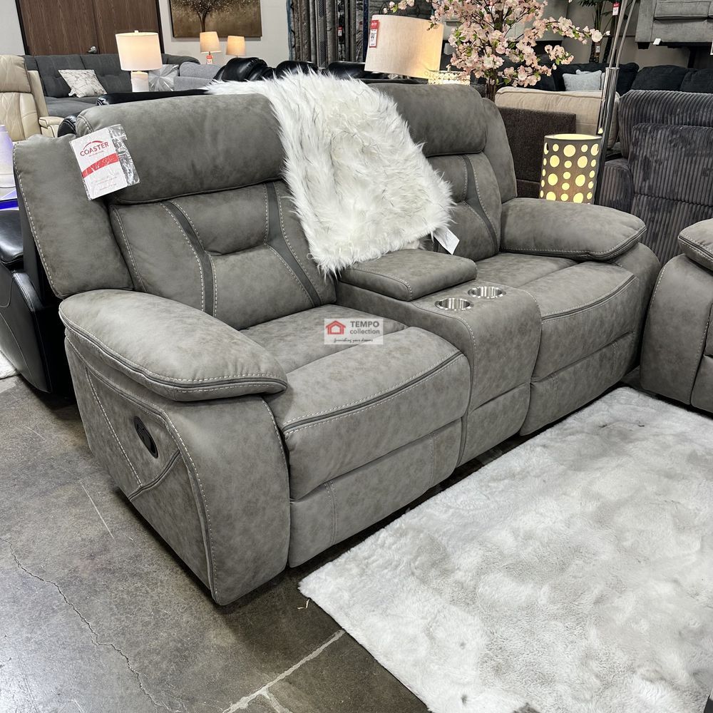 Sofa Loveseat Recliner Set Grey