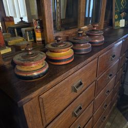 Set Of 4 Antique Indian Spice Containers