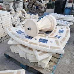 Concrete Mosaic Picnic Table with 3 Benches/ Outdoor Patio Furniture / Patio Set