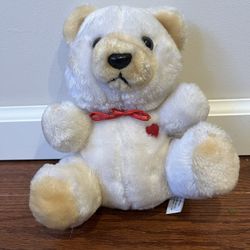 Cobbie Cuddles 9.5” cream color teddy bear with an embroidered heart