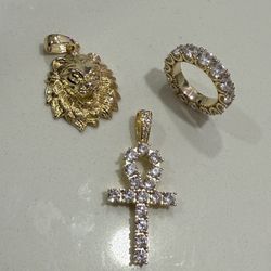 Gold Plated Pendants & Ring – Ice Out Style (GOLD Brand)