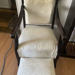 Antique Chair And Foot Stool 