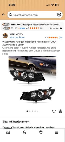 Headlight assembly for 2004-2009 Mazda 3 Sedan