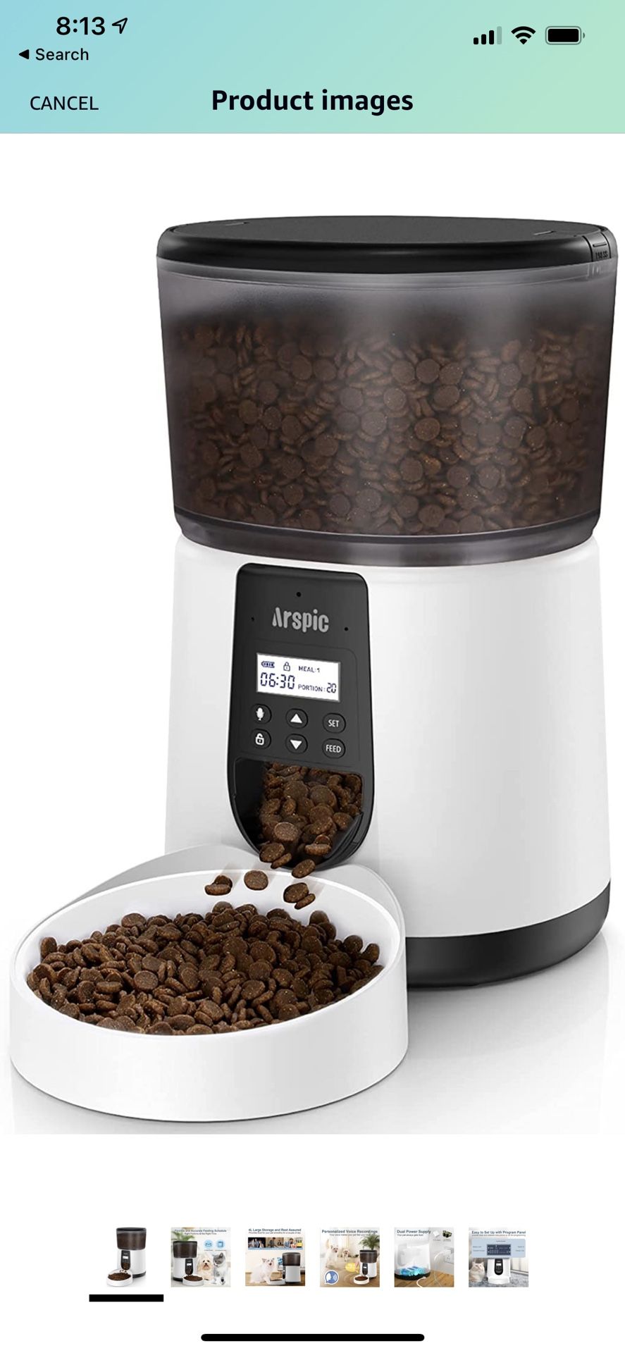 Automatic Cat Feeder, Arspic 4L Auto Cat Food Dispenser with